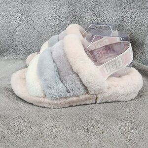 UGG Shoes Womens Size 8 Fluff Yeah Pink Gray Slip On Slippers